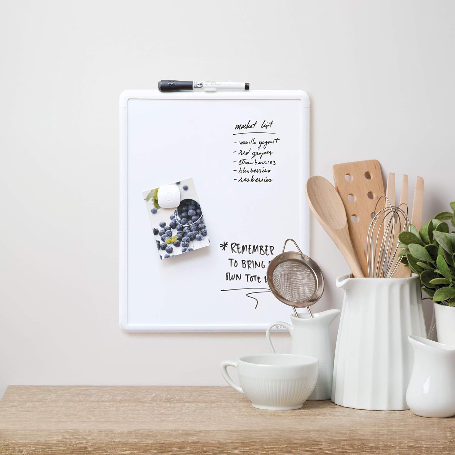 U Brands Contempo Magnetic Dry Erase Board, 11 x 14 Inches, White Frame : Office Products