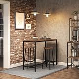 HOOBRO Bar Stools Set of 2 Rustic Brown, 30x30x64 cm, Metal Frame, Footrest view 7