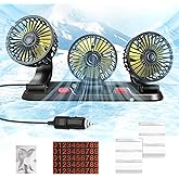 Cisbelw Portable 3-Head Car Cooling Fan - 2-Speed Adjustable, 360° Rotating, Cigarette Lighter Plug, Powerful Airflow for Veh