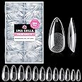UNA GELLA Almond Gel Nail Tips, 504PCS Pre Etched Clear Fake Nails Tips Medium Almond Shape - 12 Sizes Full Cover Soft Acryli