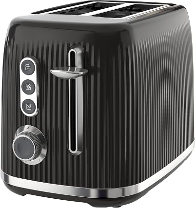 Breville Bold 2 Slice Toaster High Lift Wide Slots Black Silver Chrome VTR001