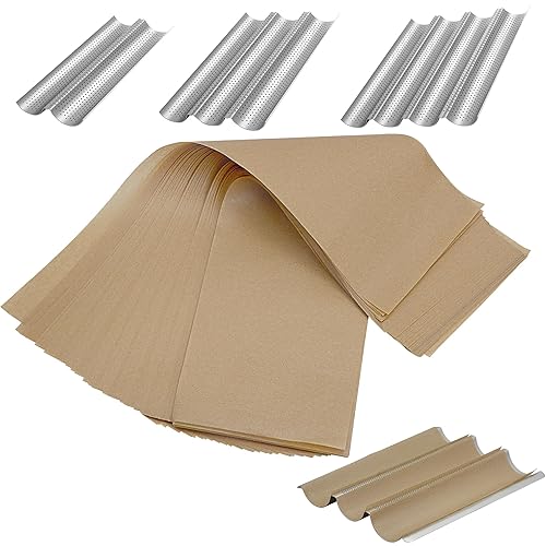 Unbleached Precut Parchment Paper for Baguette Bread Pan - 100-Pack Disposable Baking Sheets for Sourdough French Bread Pans, Non-Stick Baking Accessories