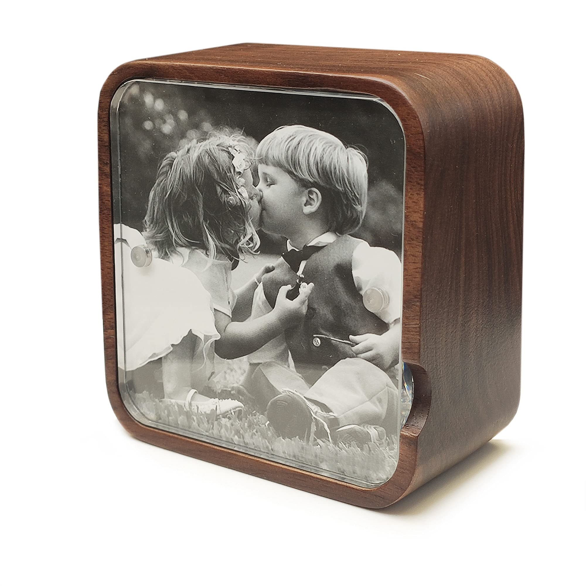 falado Wind Up Solid Wood Music Box with Photo Frame, The Best Gift for Christmas/Birthday/Valentine's Day/Mother's Day，Tune of You are My Sunshine. (Walnut)