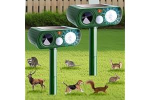 PIEGRICDIAT 2 Pack 2024 Solar Animal Repeller Ultrasonic Animal Repellent Outdoor Deer Repellent Devices Motion Activated Cat Squirrel Rabbit Raccoon Dog Deterrent for Yard Farm Garden