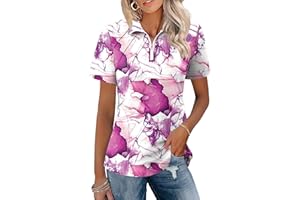 LOMON Womens Golf Polo Shirts Summer Short Sleeve 1/4 Zip Tops Moisture Wicking Casual Tennis Activewear with Pockets