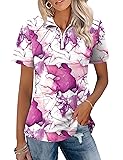 LOMON Womens Golf Polos Short Sleeve 1/4 Zipper