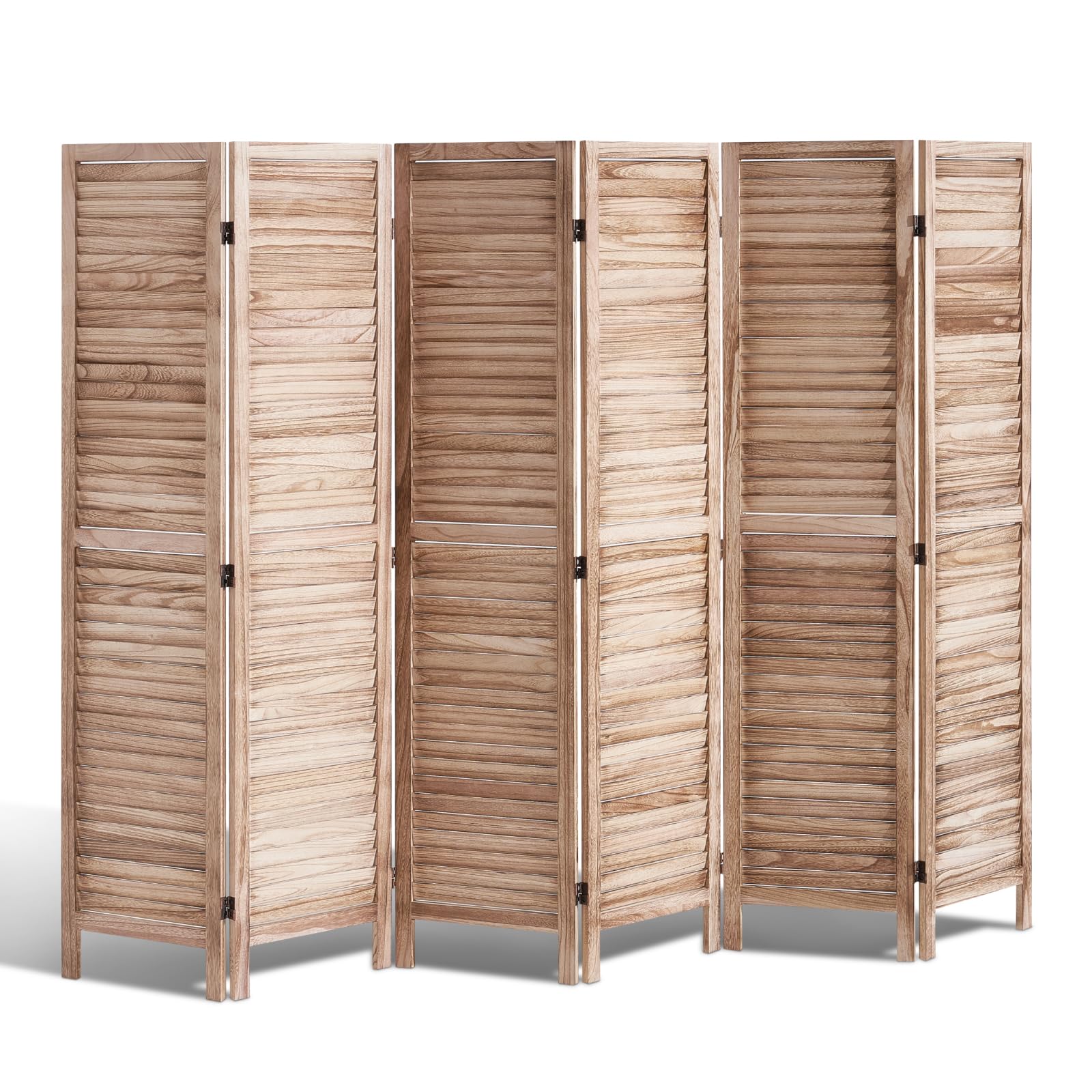 Photo 1 of VEVOR Wood Room Divider, 6 Panel Wood Folding Privacy Screen, 66.9 Inches Tall Indoor Louvered Partition Divider, Portable Decoration Screen, for Room Separation, Home, Office, Restaurant & Bedroom