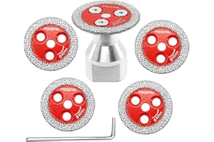 Mini Diamond Engraving Saw Blade - FOCSTOL 5pcs 1-9/16 Inch(40mm) Cutting Disc with 1pc 5/8"-11 Flange for Marble Granite Art