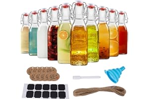 GIVAMEIHF Swing Top Glass Bottles 8 oz,Beer Bottle with Flip Top Glass Bottles Brewing Bottles,Glass Bottle with Airtight Caps For Home Brewing Kombucha,Kefir,Vanilla,Beer,Beverages,Soda(10 Pack)