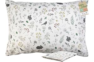 ZPECC Toddler Pillow with Pillowcase - 13x18 Organic Cotton Hypoallergenic Kids Pillow, Baby Essentials for Travel Crib Daycare Stroller (Intended for Age 2 and up) Nature
