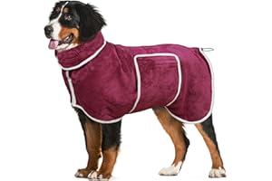 HHIMYOCT Dog Bathrobe Towel Dog Drying Coat - Super Absorbent Bath Robe for Drying Dogs Large, Soft Adjustable Collar & Belly Strap Fast Drying Coat Pet Dog Cat Bath Robe Towel (Purple, X-Large)
