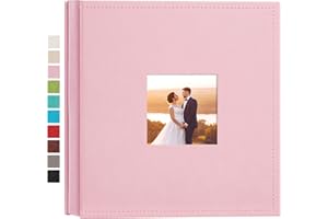 potricher Small Photo Album 4x6 200 Photos Leather cover Photo Book Albums with 200 Horizontal Pockets for Family Wedding Anniversary Baby (Pink,200 Pockets)