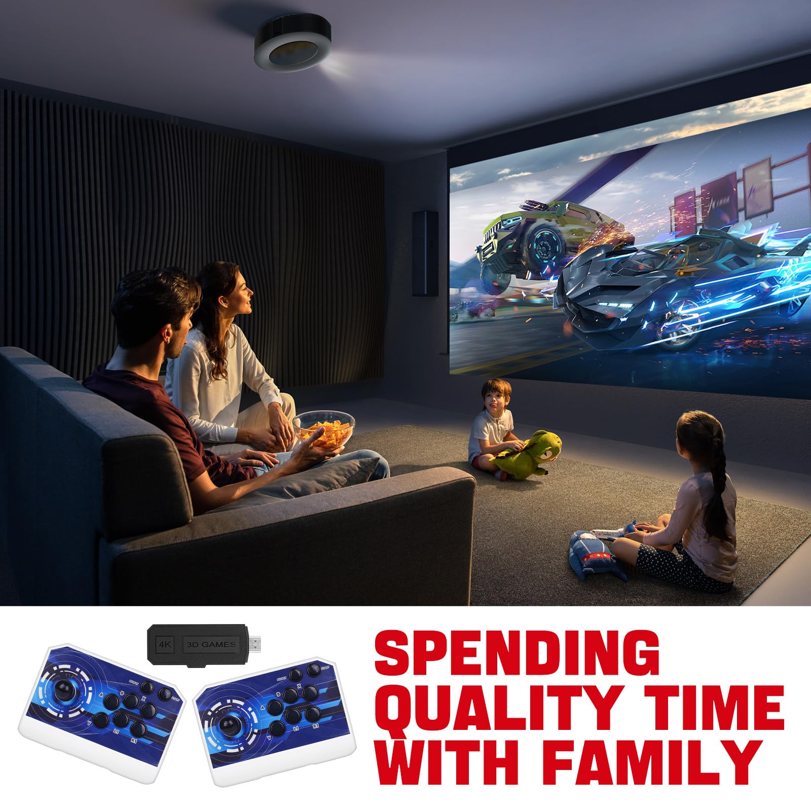 Hugawelo 42000 in 1 Wireless Bluetooth Joystick Large 3D Game Console, 1280X720 high-Definition Output, Large 3D Games, Search/Save/Hide/Pause Games, 1-4 Players