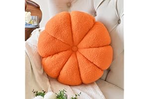 DDLIURY Round Throw Pillow, 17.7" Round Cushion Pillows Pumpkin Decorative Pillows Floor Cushion for Couch Bed Sofa Chair, Soft Orange Aesthetic Circle Seat Cushion Home Decor Pillow for Bedroom Living Room