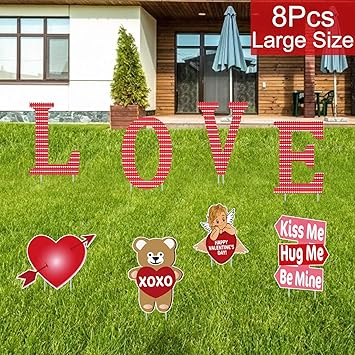 Amazon Com Partyprops 8 Pcs Valentines Yard Signs With Stakes