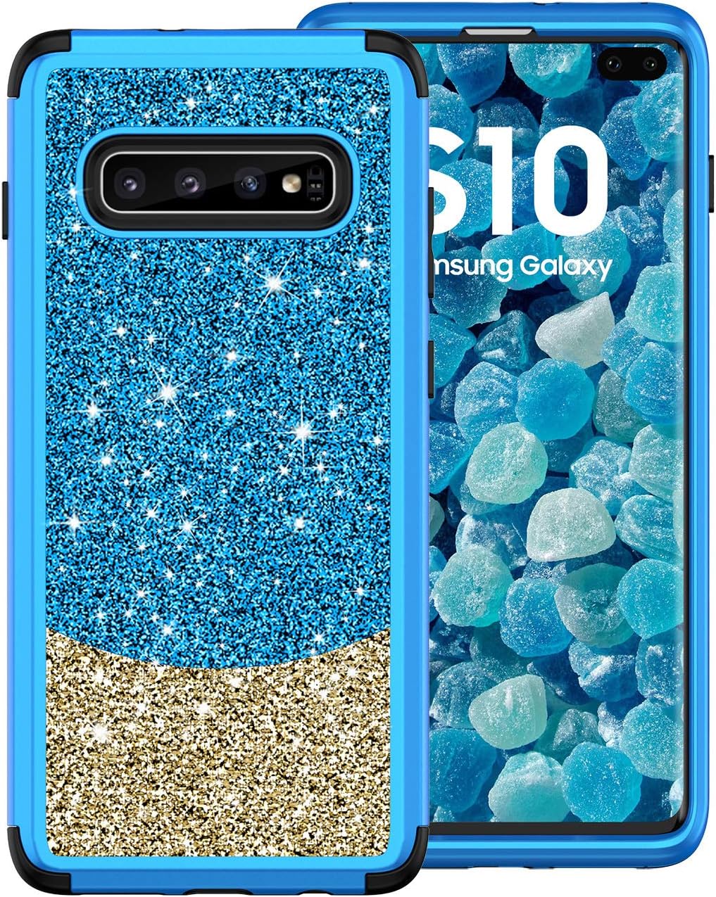 Galaxy S10 Plus Case, ZERMU Three Layer Shockproof Luxury Glitter Cute Bling Soft Protective Hard Shell Hybrid Rubber Bumper Armor Sparkly Shining Fashion Style Case for Samsung Galaxy S10 Plus 6.4"