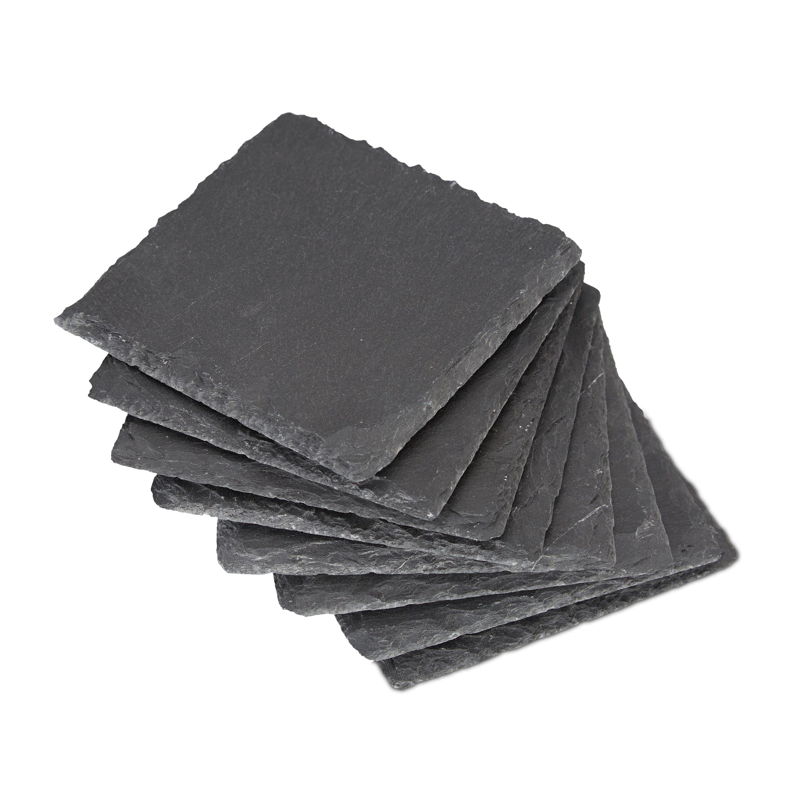 Get Goods Set Of 8 Natural Slate Square Coasters (Drinks coasters)