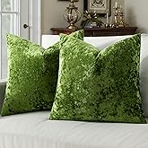 MIULEE Velvet Throw Pillow Covers Set of 2, Soft Neutral Decorative Spring Pillow Cases with Luxurious Textured Vintage Cushion Covers for Home Decor Couch Sofa Bed, Moss Green 24x24 inch