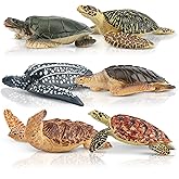 TOYMANY 6PCS Realistic Sea Turtle Figurines, Ocean Sea Animals Figures Set Includes Different Varieties of Turtles, Education
