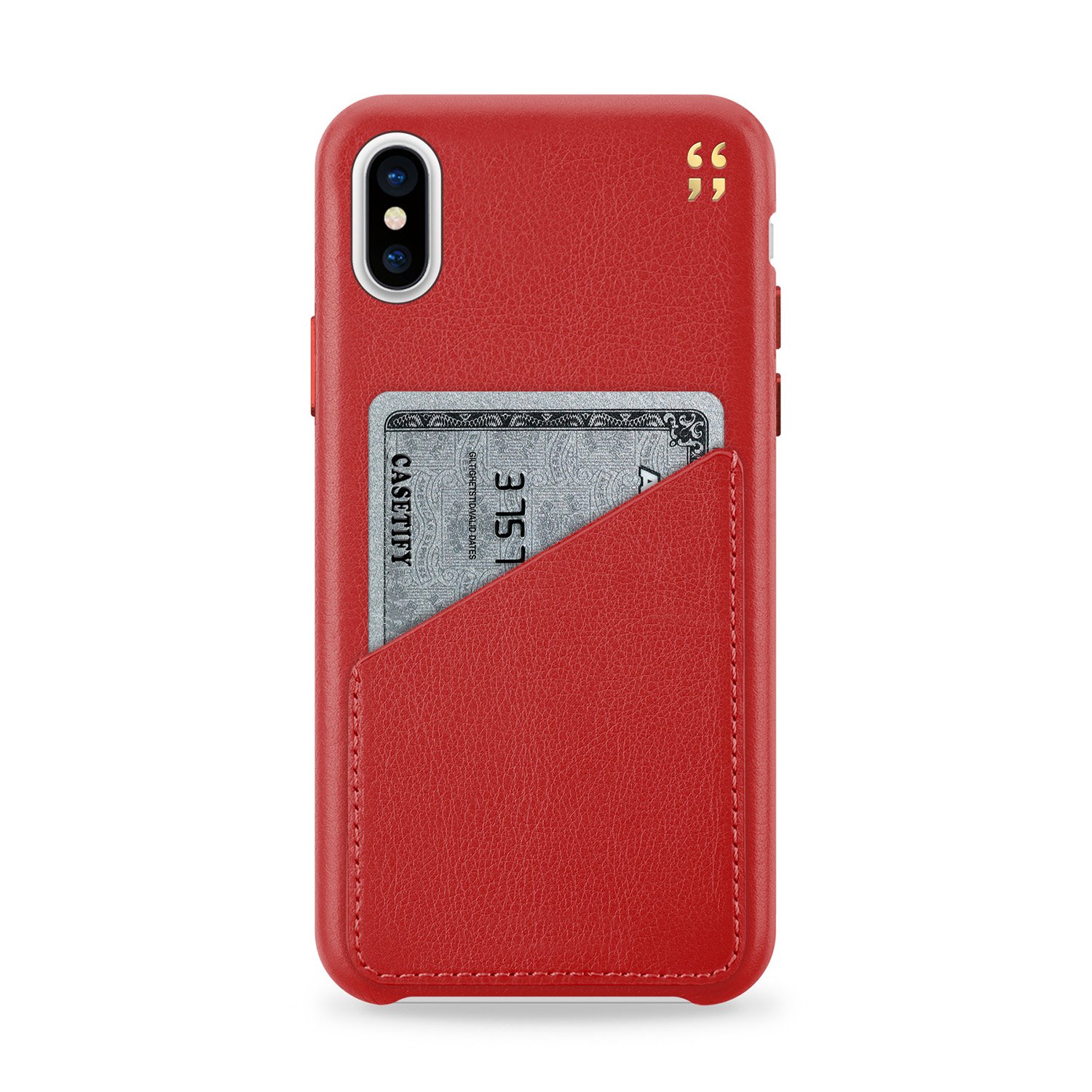 Casetify Leather Wallet Iphone Xs Case With Slim Thin 1 Card Slot With Genuine Leather Cover Metallic Buttons And Raised Lip For Apple Iphone X Apple Iphone Xs Cherry Buy Online In