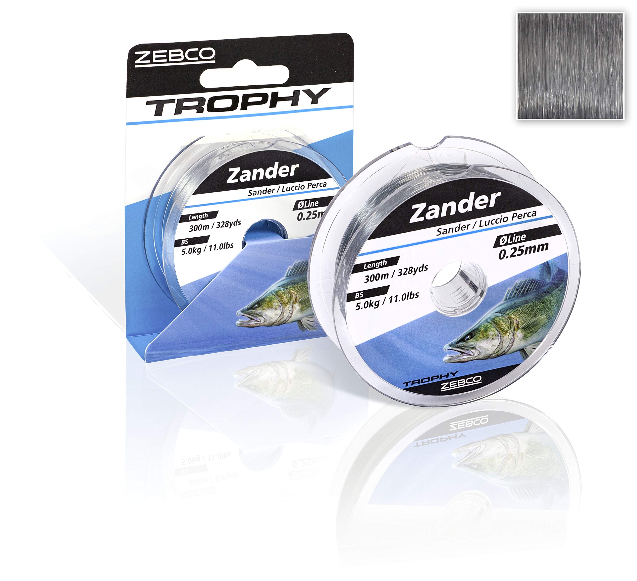 Zebco Quality Trophy Zander Monofilament Fishing Line Fishing Accessories Zander Line Grey 0.25 mm / 5 kg