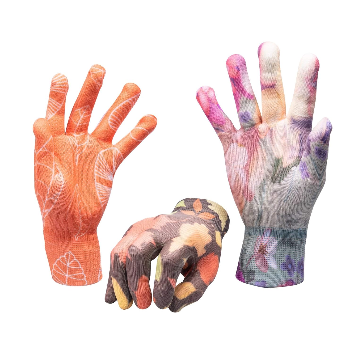 Nylon Work Gloves for Women with Grip, Pack of 3, Ultra Thin, Good Ventilation, Dexterity