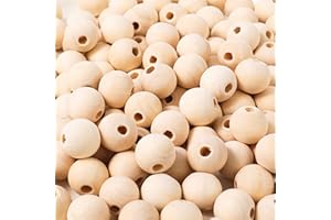 KOOCHOICE 100pcs 20MM Wood Beads Natural Unfinished Round Wooden Loose Beads Wood Spacer Beads for Craft Making Decorations and DIY Crafts (20mm)