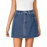 Rooscier Women's Trendy Summer Button Up Denim Mini Skirt