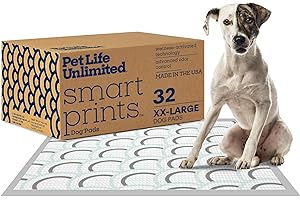 Pet Life Unlimited Smart Prints Extra Extra Large Puppy Pads – 30" x 36", 32 Count (XXL) | Stylish Dog Training Pads with Odor Controlling Wetness-Activated Magnolia Blossom Scent | USA Made