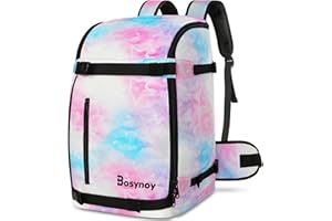Bosynoy Ski Boot Bag Backpack for Women, 55L Waterproof Ski Bags for Air Travel, Snowboard Boot Bag for Kids, Youth Ski Backpack for Skis Gear Accessories, Helmet, Gloves, Pants, Jacket