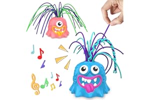 LREALL 2PCS Fun Hair Pulling Fidget Screaming Monster Toys, Anti Anxiety Toys and Venting Novelty Toys, Different Screams Made by Hair Pulling, for 3 4 5 6 7+ Kids Teens Boys Girls(Pink&Blue)