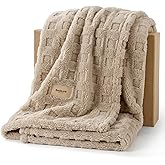 Bedsure Waffle Couch Throw Blanket - GentleSoft Fleece Cozy Blanket for Sofa Bed Room Decor, Super Fluffy Checkered Throw for Women Girls, Warm Cute All Season Gift, Tan, 50x60 Inches
