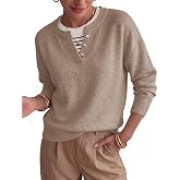 UEAL Women's Pullover Sweaters Long Sleeve Lightweight Sweater | Crew Neck 2 in 1 Fake Layer Pullover Tops, Soft Skin Friendly Work Sweaters Office, Teacher Outfits, Fall Casual Outfits
