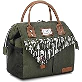 Lekesky Insulated Lunch Bag Portable Lunch Box for Office Work Picnic Beach Workout Reusable Tote Lunch Bag Organizer for Women Adult, Green