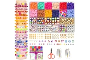 EMUFOOK 2800pcs 24 Style Friendship Bracelet Kit with Clay Beads for Jewelry Making Supplies Bracelet Making Kit with Gold Beads Letter Beads
