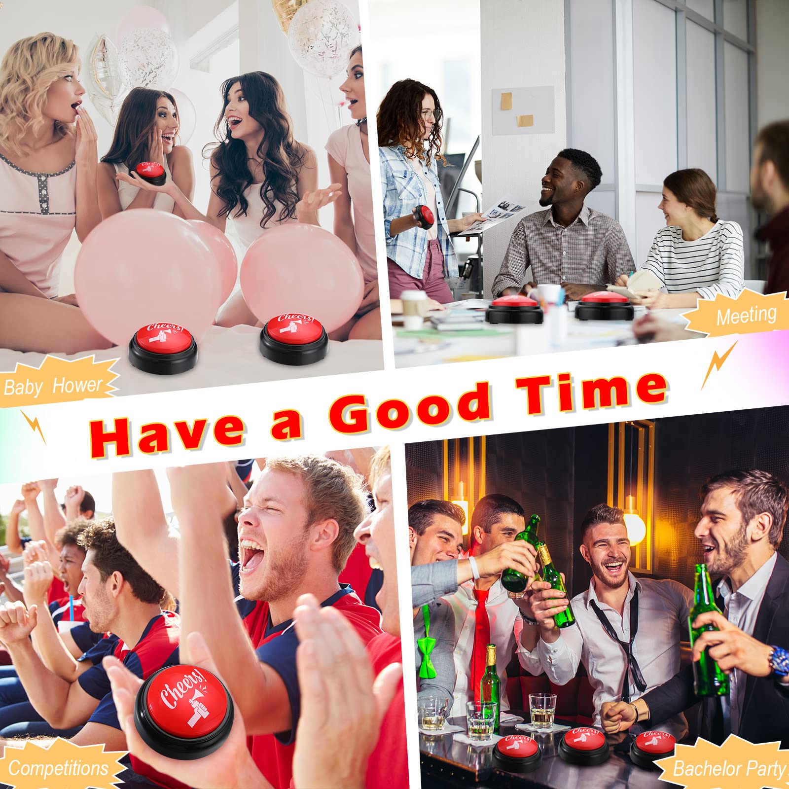 HyDren Air Horn Funny Sound Effect Button Party Game Noise Button Buzzer Talking Buttons Noise Maker Sound Maker, 3.94 Inches Diameter(Vivid)