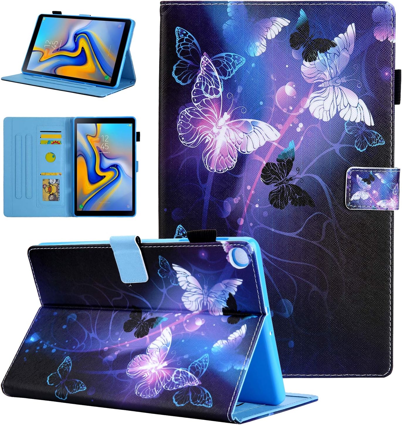 Samsung Galaxy Tab A 10.1 2019 Case, Alugs Multi-Angle Viewing Protective PU Leather Folio Cover for Samsung Galaxy Tab A 10.1 Inch SM-T510/SM-T515 2019 Release Tablet, Purple Butterfly