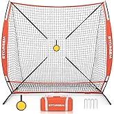 Storgem 6'X6' Baseball Softball Practice Net, Portable Baseball Net for Batting, Hitting, Pitching and Fielding, with Carry Bag, Strike Zone and Bow Frame, Great for Kids Adult Youth