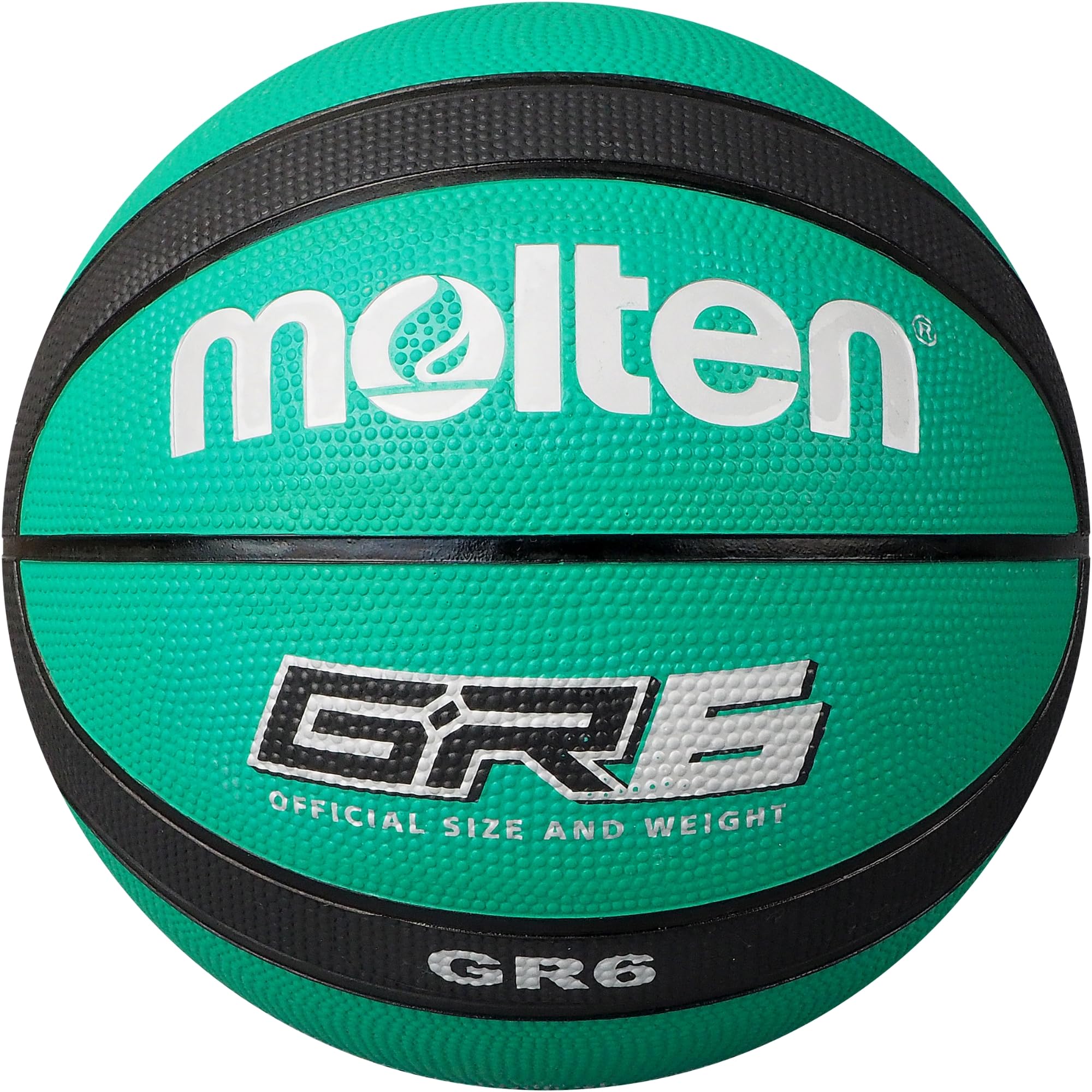 Molten GR Premium Rubber Basketball | Indoor/Outdoor Play | Durable Pro Pebble Grip Texture | Reaction Training | Size 6 | For Boys age 12-14, Girls age 14 plus & Adults | Green & Black