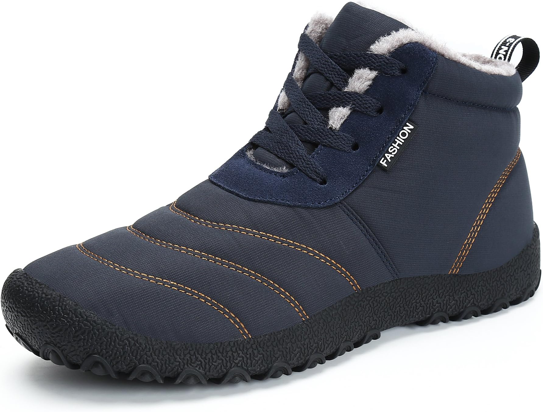 Snow Boots Lace Up Fashion Mens Warm Winter Shoes Fully Fur High Top Women Ankle Bootie Outdoor Sneaker Dark Blue