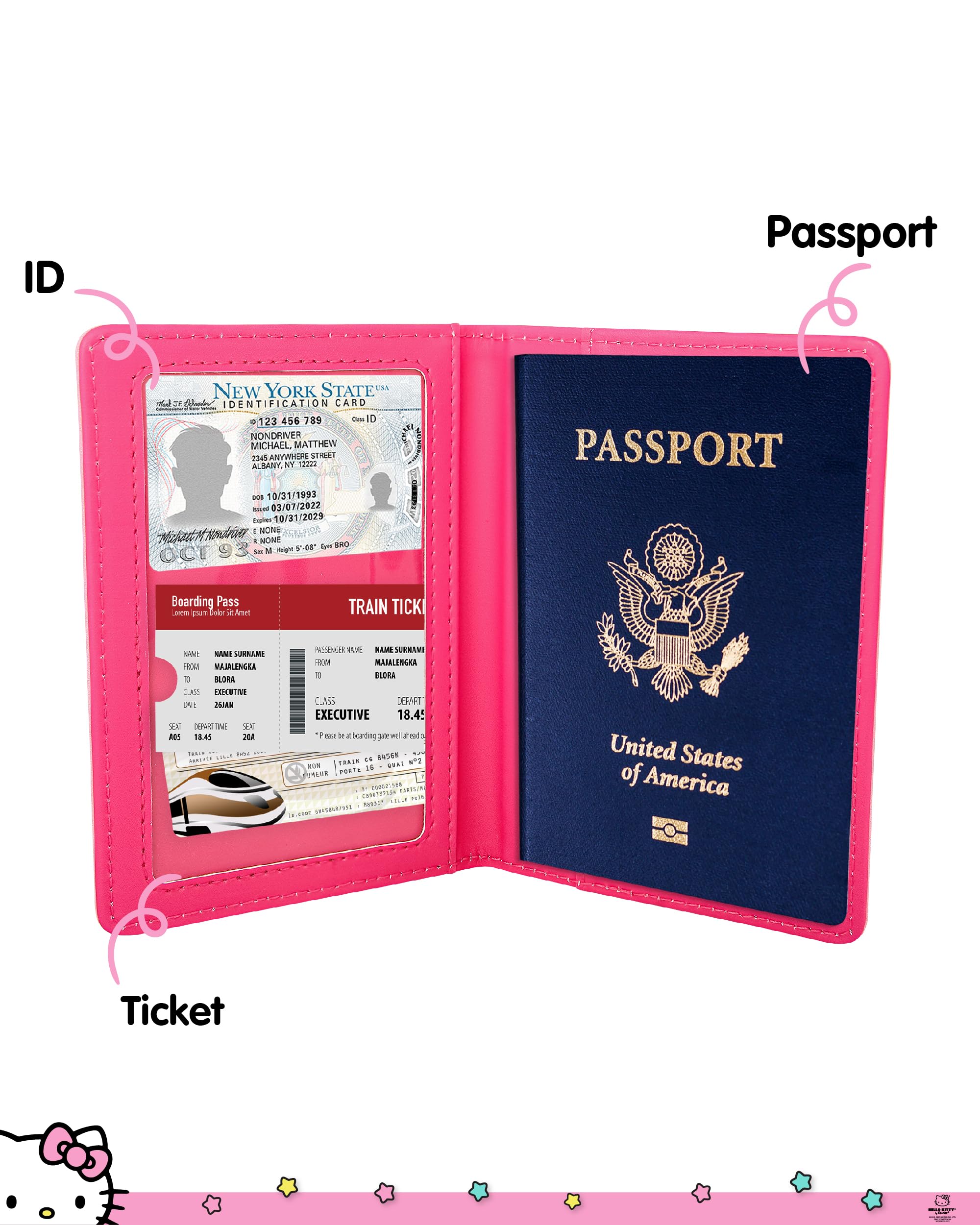 Hello Kitty Passport Holder - Sanrio Passport Holder for Women - Officially Licensed Passport Case (VG701236L.NJ)