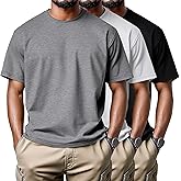 Neer 3 Pack Men's Big and Tall Shirts Summer Short Sleeve T-Shirts Basics Plus Size Crewneck Tee L-5XL