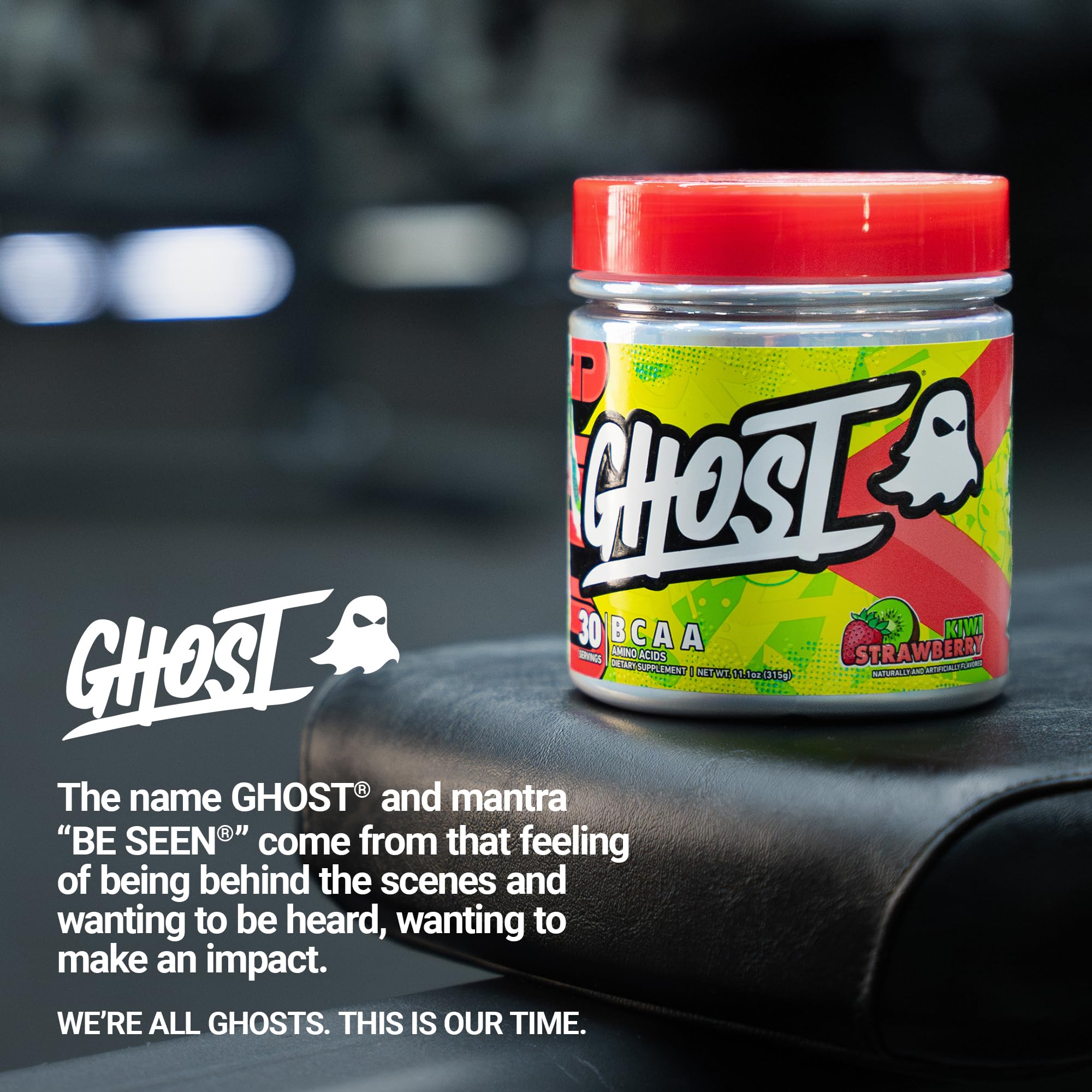 GHOST BCAA Powder Amino Acids Supplement, Kiwi Strawberry - 30 Servings - Sugar-Free Intra, Post & Pre Workout Amino Powder & Recovery Drink, 7G BCAA