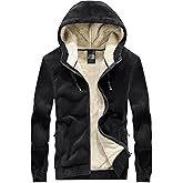 Flygo Sherpa Hoodies for Men Zip Up Winter Fleece Lined Hooded Sweatshirt Heavyweight Warm Jackets