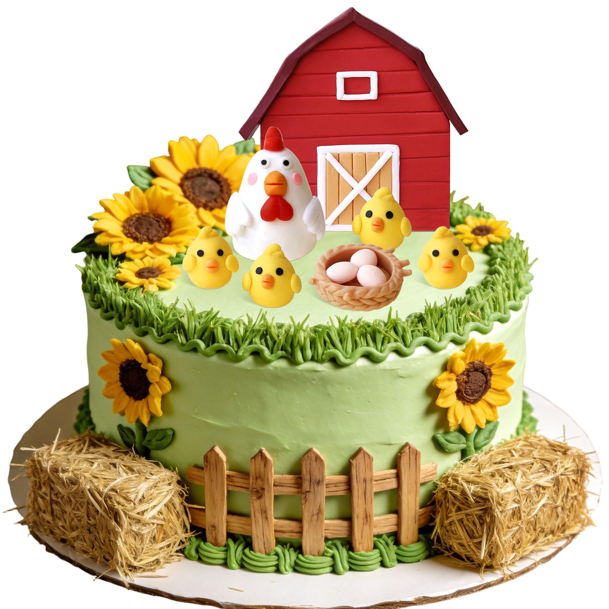 Farm Cake Decorations Chicken Cake Decorations Chick Egg Decor for Farm Animal Baby Shower Birthday Party Decorations
