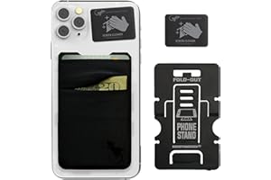 GECKO TRAVEL TECH Double Pocket Gecko Phone Wallet - Adhesive Card Holder - Cell Phone Pouch - Stick on Spandex Pocket by Gecko - Carry Credit Cards and Cash – (BLACK-BLACK)