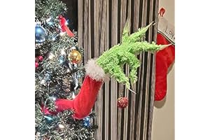 Ysygt Christmas Elf Body Tree Decorations,Green Elf Head and Arms for Christmas Tree,Stole Christmas Elf Pose-able Plush Leg Stuck Tree Topper Garland Ornaments for Tree Ornaments (Elf Arms-24 in)
