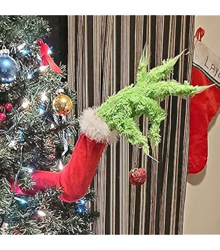 Christmas Thief Wreath With Elf Stuffed Legs | Plush Santa Legs Tree Topper Or Hanging Decor For Indoor/Outdoor Holiday Party