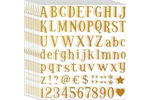 Waynoda 790 Pieces 10 Sheets Glitter Alphabet Letter Stickers, Self Adhesive letter and Number Stickers, Alphabet Number Stickers for Grad Cap Decoration, DIY Crafts Art Making, Classroom Decor, Home, Business, Address Number (Gold, 1 Inch)