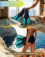 Lealinga Snorkel Fins Open Heel Adjustable Travel Flippers for Adults Men Women view 6